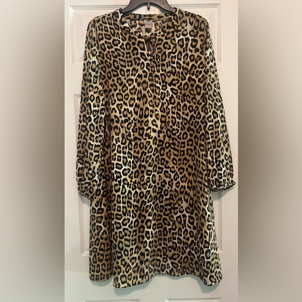 🐆 Chico’s Leopard Print Satin Tunic Dress - New With Tags!